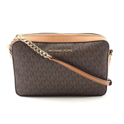Michael Kors Jet Set Leather Shoulder Bag In Brown