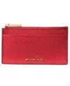 Michael Kors Jet Set Leather Zip Key Card Case In Red