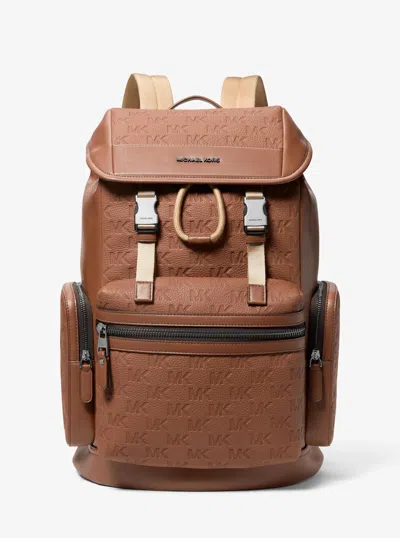 Michael Kors Jet Set Logo Embossed Pebbled Leather Backpack