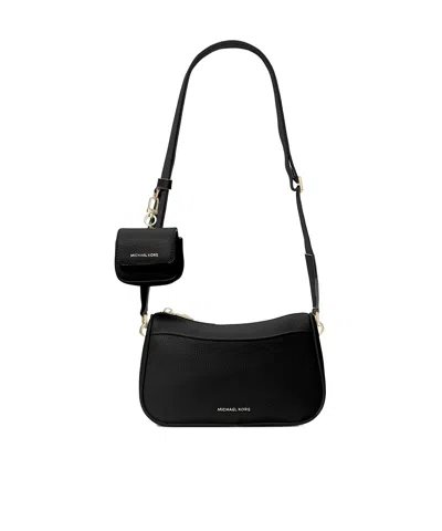Michael Kors Jet Set Logo-lettering Crossbody Bag In Black