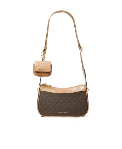 Michael Kors Jet Set Logo-lettering Crossbody Bag In Brown