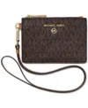 Michael Kors Jet Set Logo Small Coin Convertible Lanyard In Brn,acorn