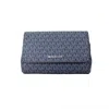 Michael Kors Jet Set Medium Navy Blue Pvc Convertible Pouchette Crossbody Bag In Blue