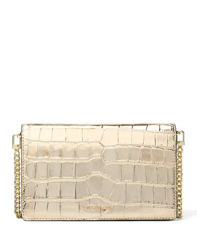 Michael Kors Jet Set Medium Flap Chain Crossbody In Pale Gold
