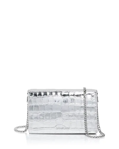 Michael Kors Jet Set Medium Flap Chain Crossbody In Silver