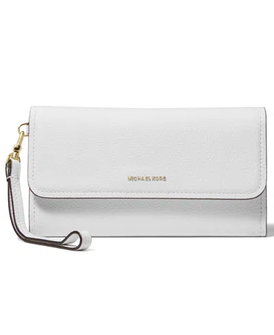 Michael Kors Jet Set Medium Flap Wristlet In Optic White