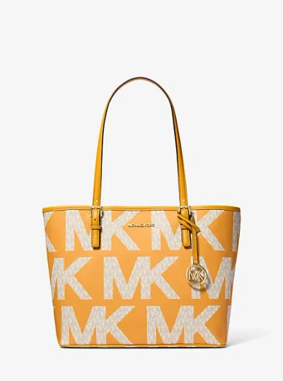 Michael Kors Jet Set Medium Graphic Logo Tote Bag In Yellow