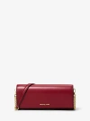Michael Kors Jet Set Medium Leather Clutch In Red