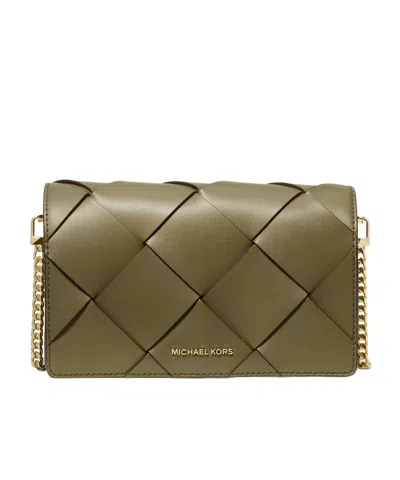 Michael Kors Jet Set Medium Leather Crossbody Bag In Green