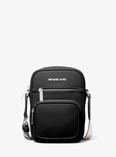 Michael Kors Jet Set Medium Leather Crossbody Bag In Black