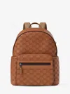Michael Kors Jet Set Medium Logo Debossed Pebbled Leather Backpack In Brown