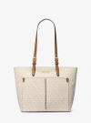 Michael Kors Jet Set Medium Logo Pocket Tote Bag In Natural