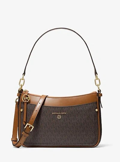 Michael Kors Jet Set Medium Logo Shoulder Bag In Brown