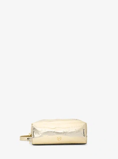 Michael Kors Jet Set Medium Metallic Logo Debossed Travel Kit In Neutral