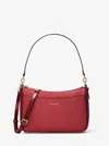 Michael Kors Jet Set Medium Metallic Signature Logo Convertible Crossbody Bag In Red