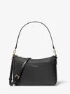Michael Kors Jet Set Medium Pebbled Leather Convertible Crossbody Bag In Black