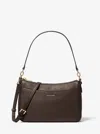 Michael Kors Jet Set Medium Pebbled Leather Convertible Crossbody Bag In Brown