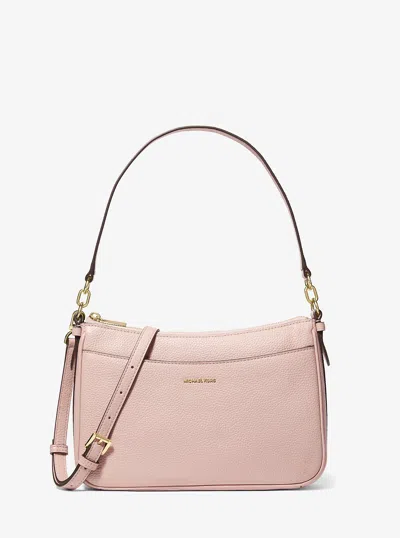 Michael Kors Jet Set Medium Pebbled Leather Convertible Crossbody Bag In Pink