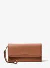 Michael Kors Jet Set Medium Pebbled Leather Smartphone Wristlet In Brown