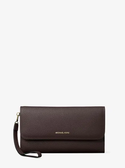 Michael Kors Jet Set Medium Pebbled Leather Smartphone Wristlet In Burgundy