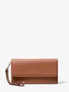 Michael Kors Jet Set Medium Pebbled Leather Smartphone Wristlet In Brown