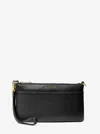 Michael Kors Jet Set Medium Pebbled Leather Wristlet In Black