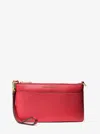 Michael Kors Jet Set Leather Top Zip Convertible Wristlet In Red