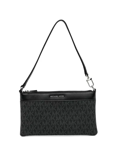 Michael Kors Jet Set Medium Signature Logo Convertible Wristlet In Black