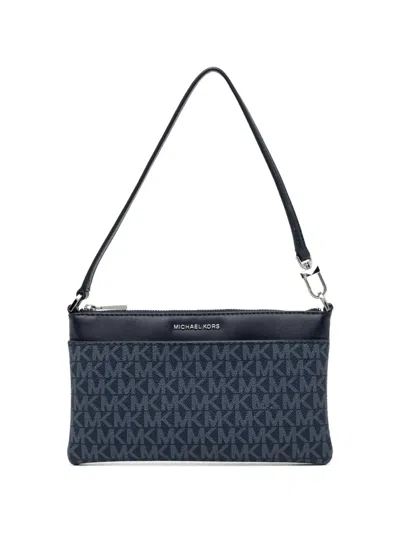 Michael Kors Jet Set Medium Signature Logo Convertible Wristlet In Blue