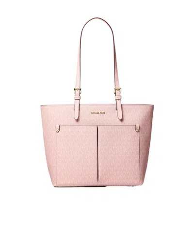 Michael Kors Jet Set Medium Signature Logo Pocket Tote Bag In Pink