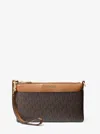 Michael Kors Jet Set Medium Top Zip Convertible Wristlet In Brown