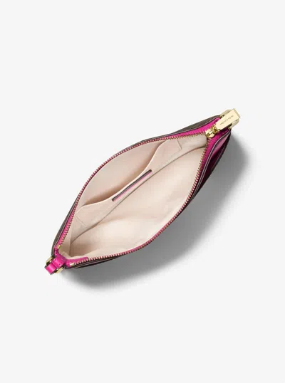 Michael Kors Jet Set Medium Signature Logo Wristlet In Pink