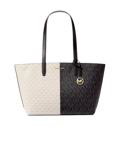 Michael Kors Jet Set Medium Two-tone Logo Tote Bag In Black