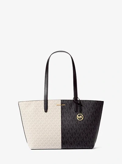 Michael Kors Jet Set Medium Two-tone Logo Tote Bag In Black