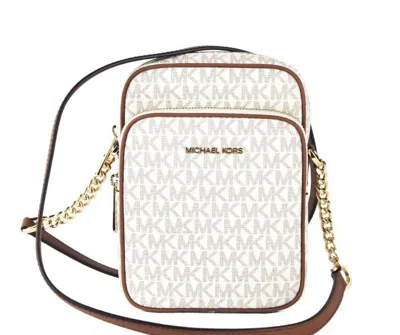 Michael Kors Jet Set Medium Vanilla Pvc North South Chain Crossbody Handbag In Neutral