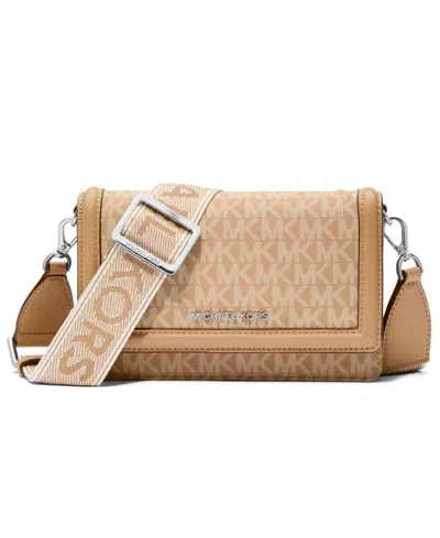 Michael Kors Jet Set Mini Phone Webbing Nylon Crossbody In Brown