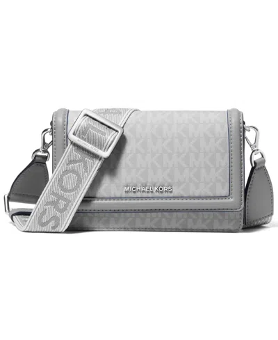 Michael Kors Jet Set Mini Phone Webbing Nylon Crossbody In Gray