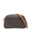 Michael Kors Jet Set Monogram Cross Body Bag In Black