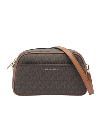 Michael Kors Jet Set Monogram Cross Body Bag In Black