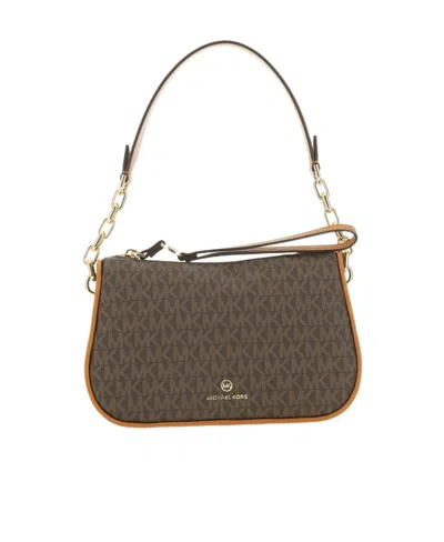 Michael Kors Jet Set Monogram-print Shoulder Bag In Black