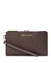 Michael Kors Jet Set Monogram Wristlet In Brown