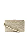 Michael Kors Jet Set Monogram Wristlet In Gold