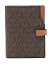 Michael Kors Jet Set Signature Logo Passport Wallet In Brown