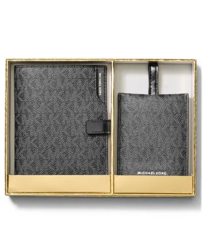Michael Kors Jet Set Passport Wallet With Luggage Tag In Black