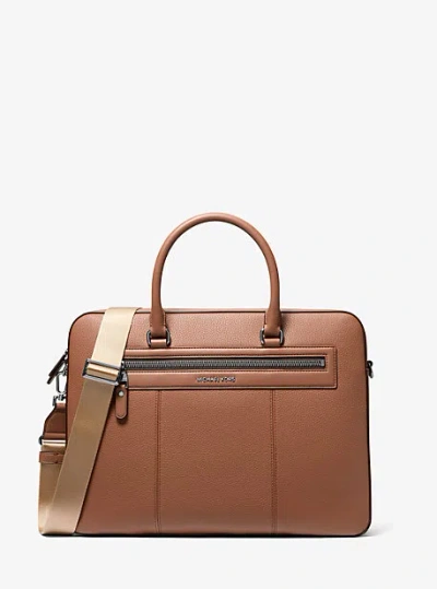 Michael Kors Jet Set Pebbled Leather Briefcase In Brown