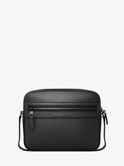 Michael Kors Jet Set Pebbled Leather Crossbody Bag In Black