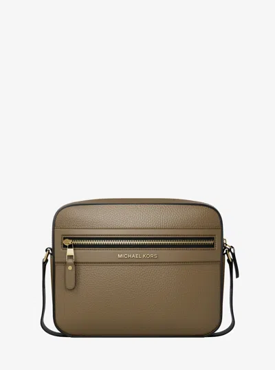 Michael Kors Jet Set Pebbled Leather Crossbody Bag In Brown