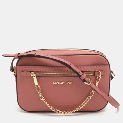 Pre-owned Michael Kors Jet Set Pink Leather Crossbody Bag