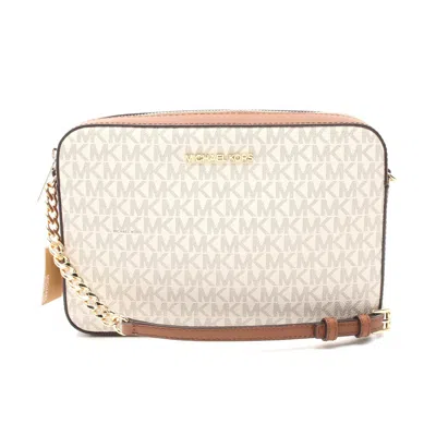 Michael Kors Jet Set Pvc Leather Shoulder Bag In White