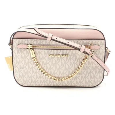 Michael Kors Jet Set Pvc Leather Shoulder Bag In White